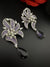 Premium Nano Setting Cubic Zirconia Pearl Oversized Studs earrings in leaf shape, stylish, designer Statement Big earring/Bridal Bridesmaid