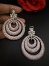 Premium Nano Setting of Cubic Zirconia in silver is designer Inspired Statement Oversized Circular Dangle earring/Bridal/bridesmaid gift