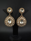 Golden Kundan, CZ, Chandbali Earrings, High shine, Bridal, Moissanite, Designer jewelry