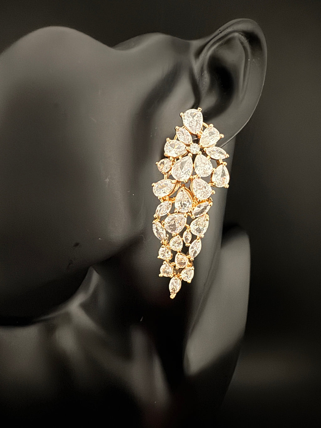 Premium Cubic Zirconia Chandelier Long earrings is designer Inspired, Statement Long earring, Bridal, Party, Wedding jewelry, Shiny