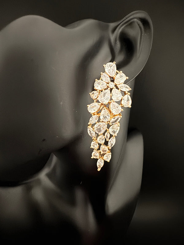 Premium Cubic Zirconia Chandelier Long earrings is designer Inspired, Statement Long earring, Bridal, Party, Wedding jewelry, Shiny