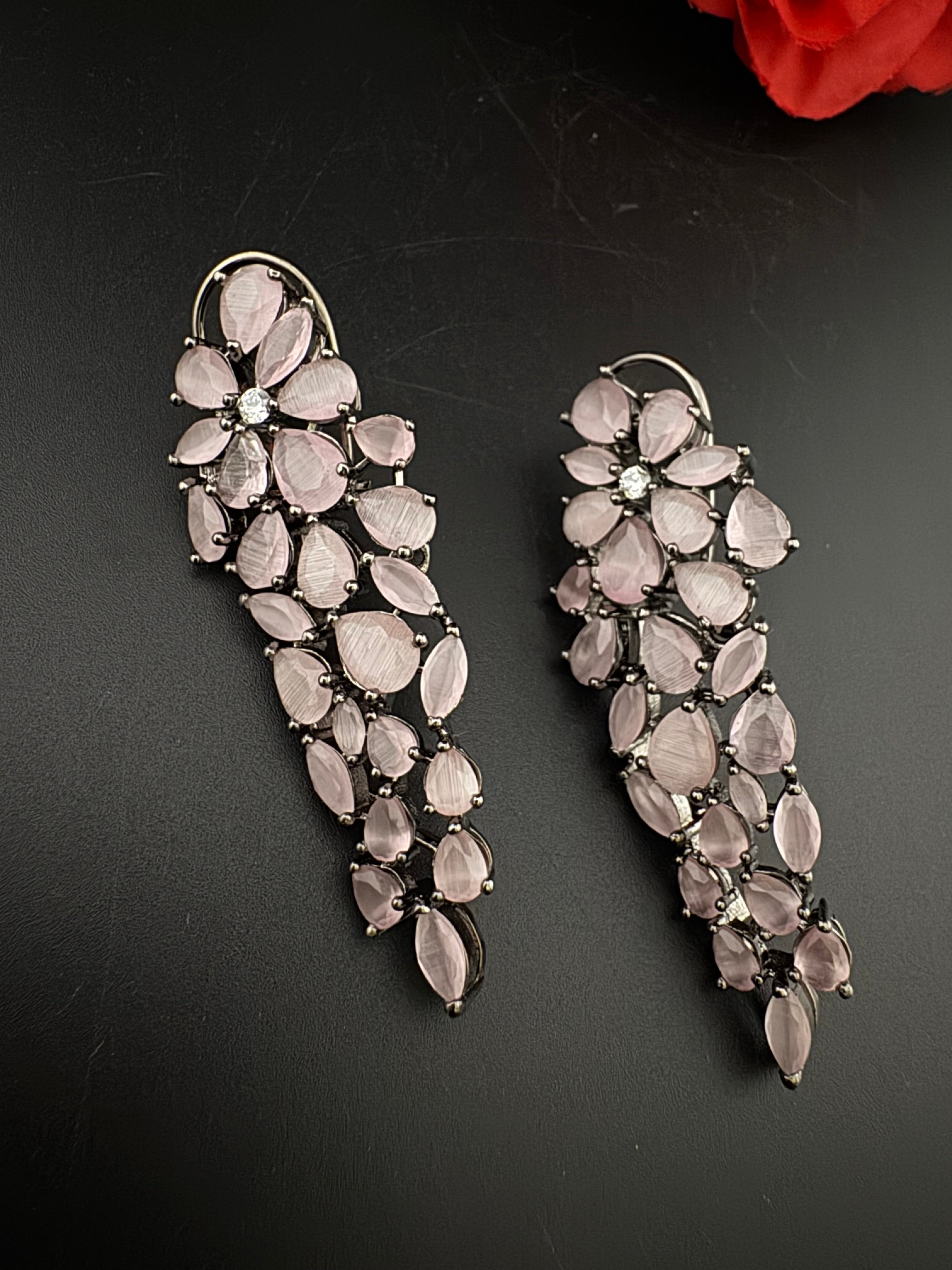 Premium Cubic Zirconia and stones Chandelier Long Victorian earrings is designer Inspired, Statement Long earring, Bridal, Party jewelry