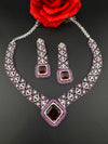 Ruby Nano Setting CZ Diamond Statement collar Necklace Set, White Gold Plated Choker