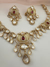 Kundan, Moissanite, MOP, CZ Flexible Gold necklace set, Indian Bridal Jewelry