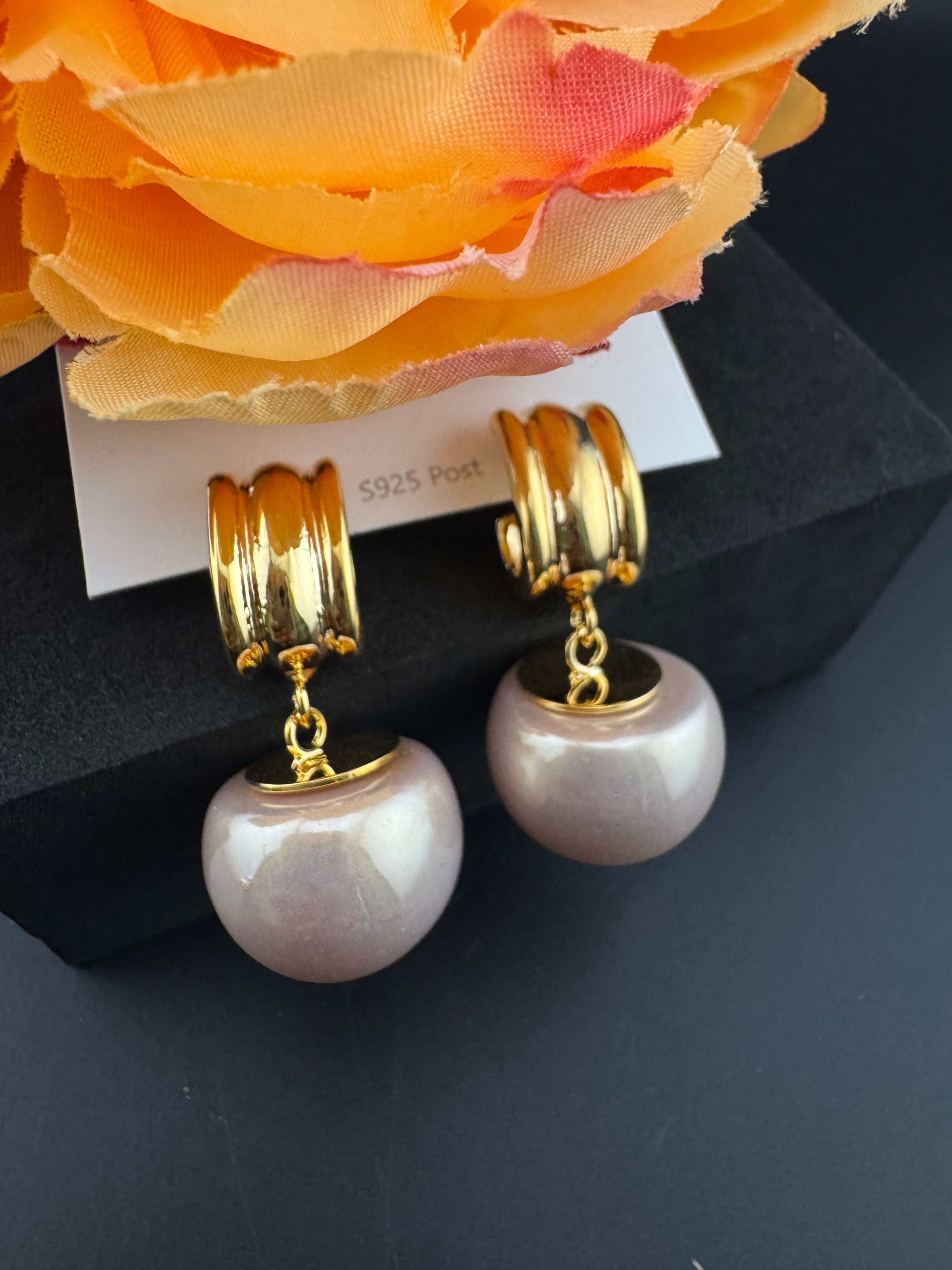 High Quality Premium Enamel and gold Designer Drop Earrings