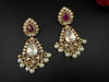 Purple and Gold Kundan, Pearls Chandelier Long Earrings, Bridal, Moissanite, CZ, Designer jewelry