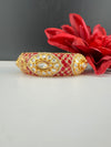 Pchhi Kundan, Moissanite Kundan, CZ Openable Broad Bracelet Bangle, Gold Polish (Fits 2.6" wrists) (Copy)