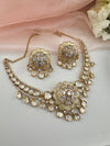 Kundan, Moissanite, MOP, CZ Flexible Gold necklace set, Indian Bridal Jewelry