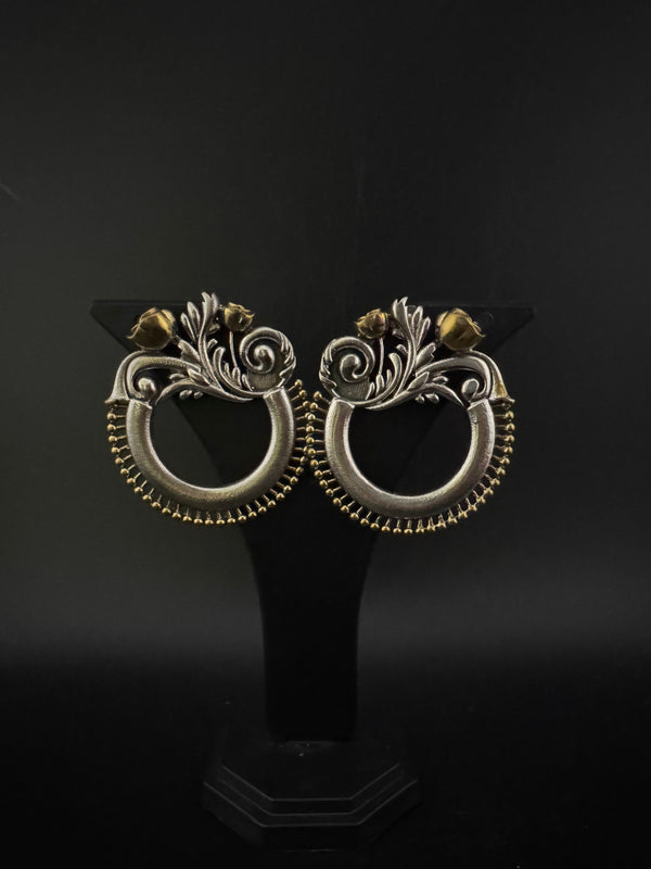 Oxidized Oversized Stud Earrings, Boho Ethnic Jewelry, designer jewelry