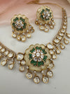Kundan, Moissanite, MOP, CZ Flexible Gold necklace set, Indian Bridal Jewelry
