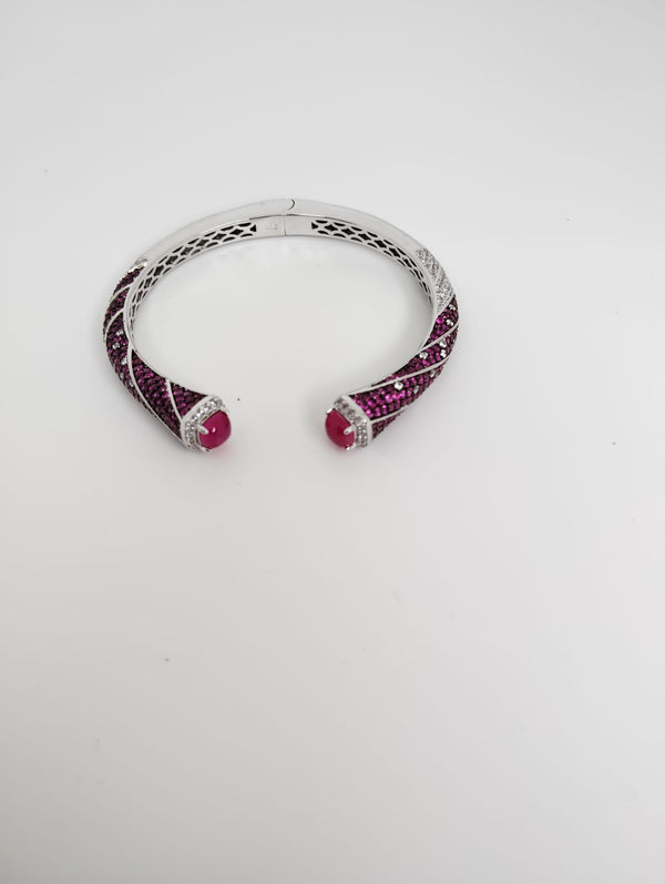 Designer Cuff bracelet with American Diamonds nano setting, crystal stones, Fits size upto 2.6"