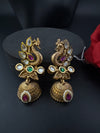 Amrapali inspired Matt Gold, kundan, Turquoise Enamel, Jhumka Earrings, designer jewelry