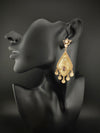 CZ and Gold, Mother of Pearl Chandelier Drop Earrings, Bridal, MOP Designer jewelry