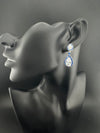 Swarovski inspired Cubic Zirconia, Diamond, channel setting Crystal stone, Silver Polish inspired Dangle Drop earrings, Indian Jewelry