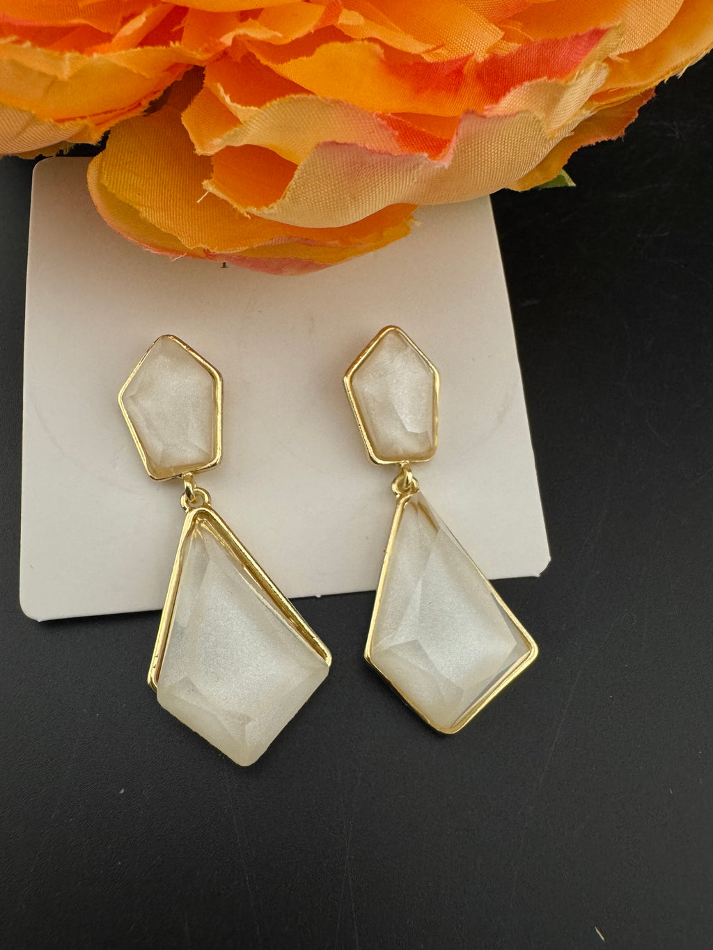 High Quality Premium Enamel and gold Designer Drop Earrings