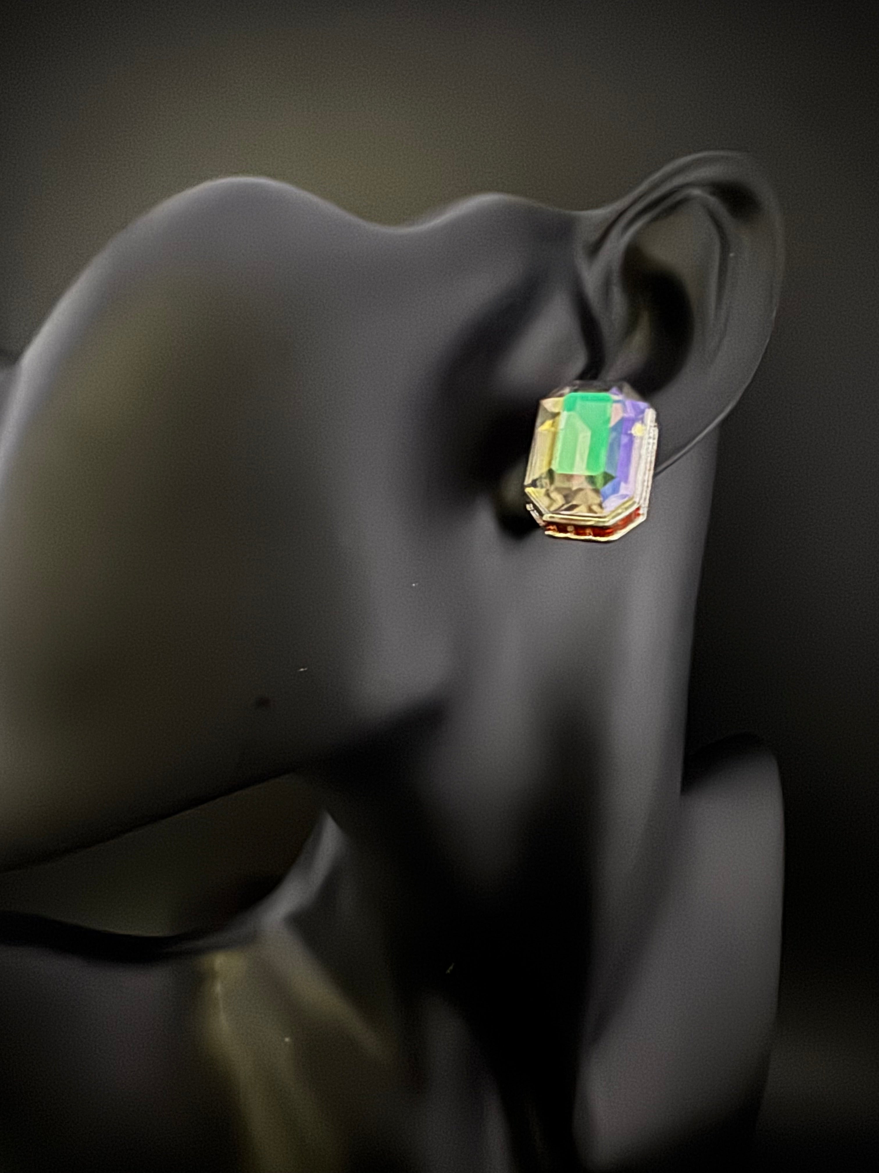 Premium Swarovski style Crystal and Cubic Zirconia in unique designer Orange studs earrings, crystals at the backing/Bridesmaid gift