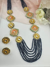 Kundan, Enamel, Minakari, Hydro Beads Long Gold Choker necklace set, Double sided Rani haar