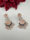 Pink and Gold, Doublet Stone Chandelier Drop Earrings, Bridal, CZ, Designer jewelry