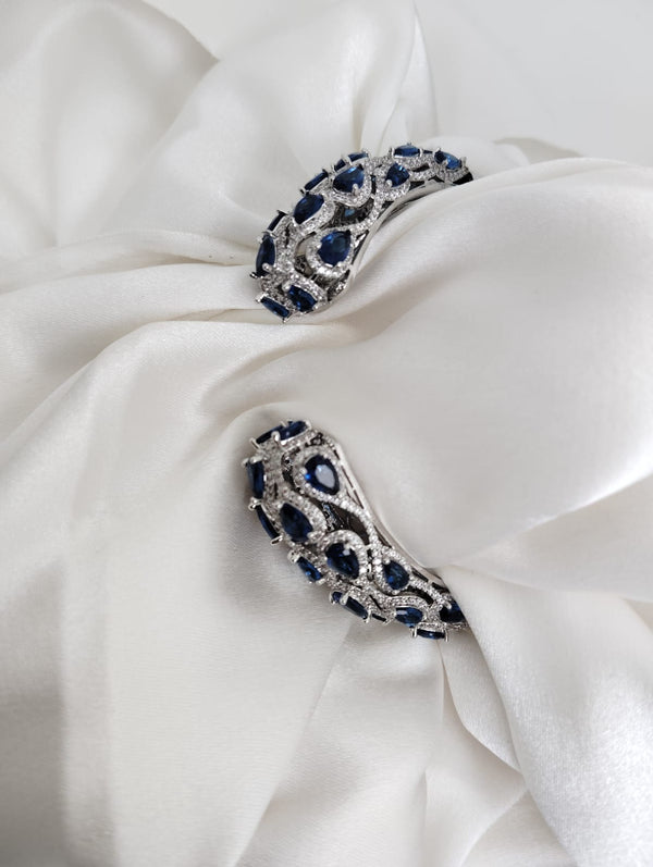 Openable Designer Cuff Bracelet with CZ Stones, Brass Bangle Fits 2.6"