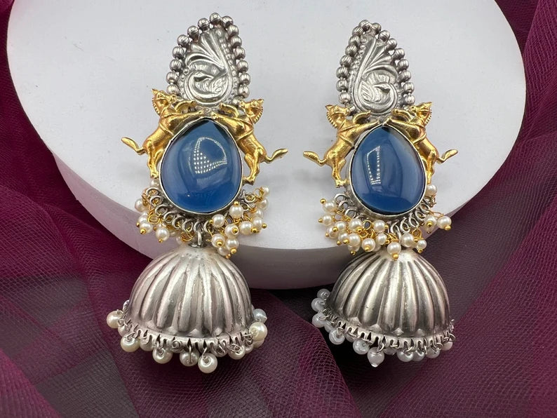Oxidized German Silver Premium Long Jhumka