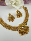 Rajwadi Gold necklace set with earrings, in kundan, Indian Bridal Jewelry set