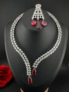 Crystals and CZ Diamond Statement front openable Hasli Necklace Set, Silver Plated Collar set