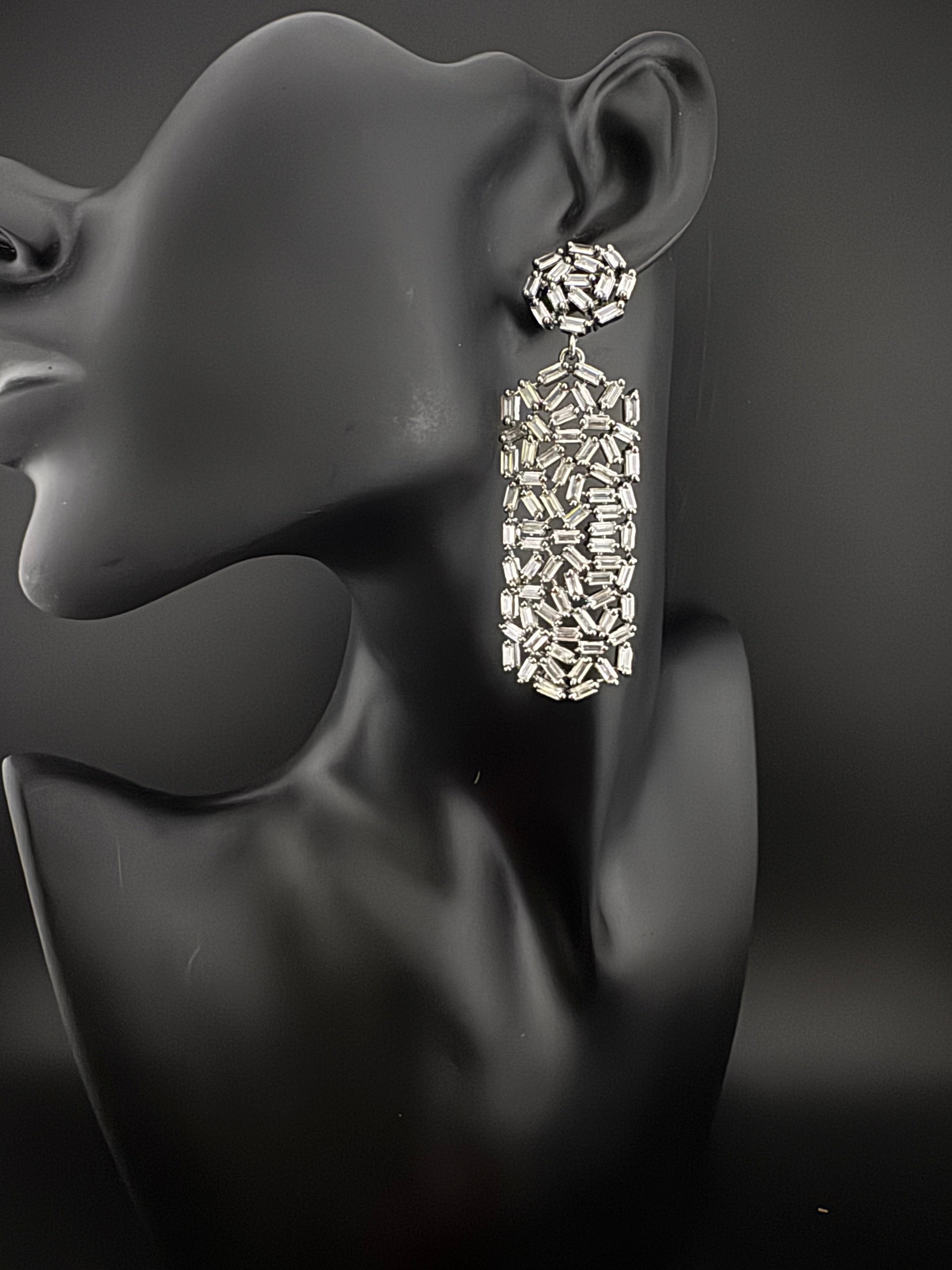 Premium Cubic Zirconia Chandelier Long earrings is designer Inspired, Statement Long earring, Bridal, Party, Wedding jewelry, Shiny