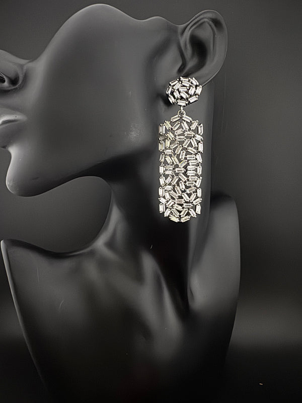 Premium Cubic Zirconia Chandelier Long earrings is designer Inspired, Statement Long earring, Bridal, Party, Wedding jewelry, Shiny