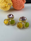 High Quality Premium Stones, CZ, Glass Crystals in gold is Swarovski inspired designer stud earrings/Big size Stud earrings/Statement stud