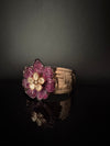 Moissanite Kundan, CZ Nano Setting Cuff Bracelet Bangle, Gold Polish Bangle (Fits 2.6" Diameter)
