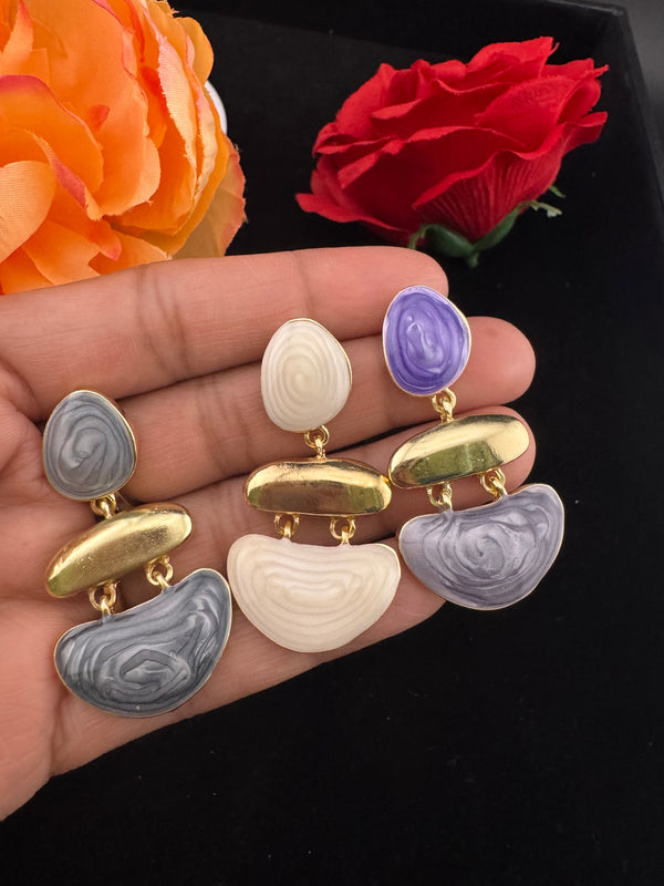 High Quality Premium Enamel and gold Designer Drop Earrings