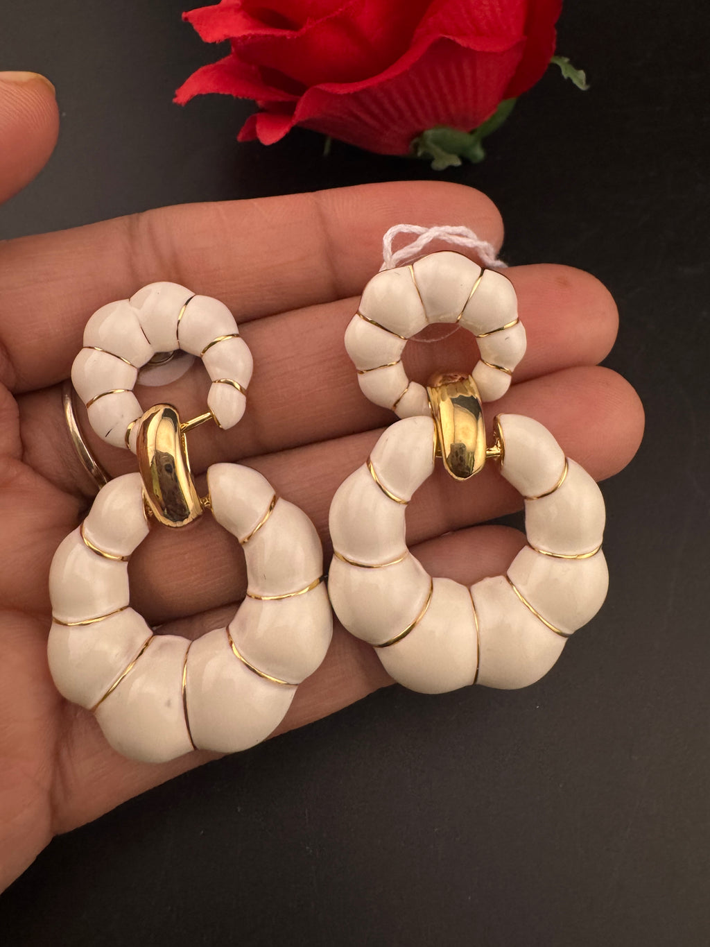 High Quality Premium Enamel and gold Designer Drop Earrings