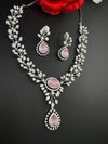 Crystal, Nano Setting CZ Diamond Statement Necklace Set, White Gold Plated Choker, nature inspired