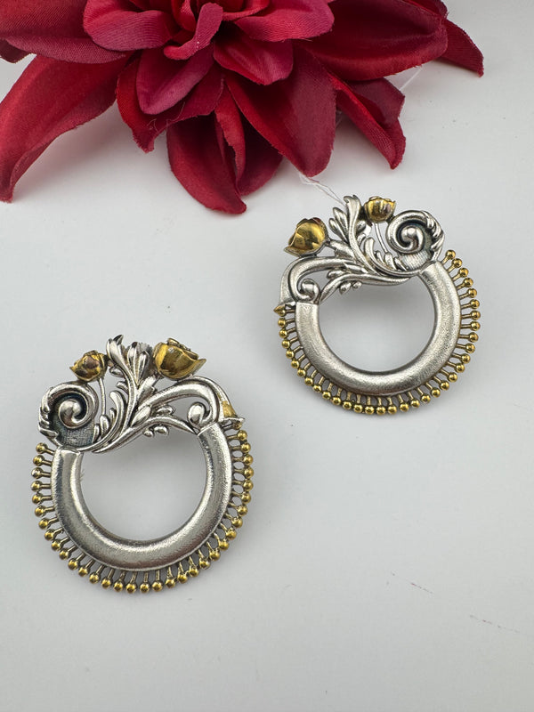 Oxidized Oversized Stud Earrings, Boho Ethnic Jewelry, designer jewelry