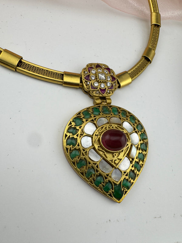 MOP, Cubic Zirconia, Stones Amrapali inspired necklace set, Indian Bridal Jewelry