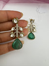 Designer inspired, Doublet stone uncut kundan and CZ chandbali Drop earrings, Indian Jewelry