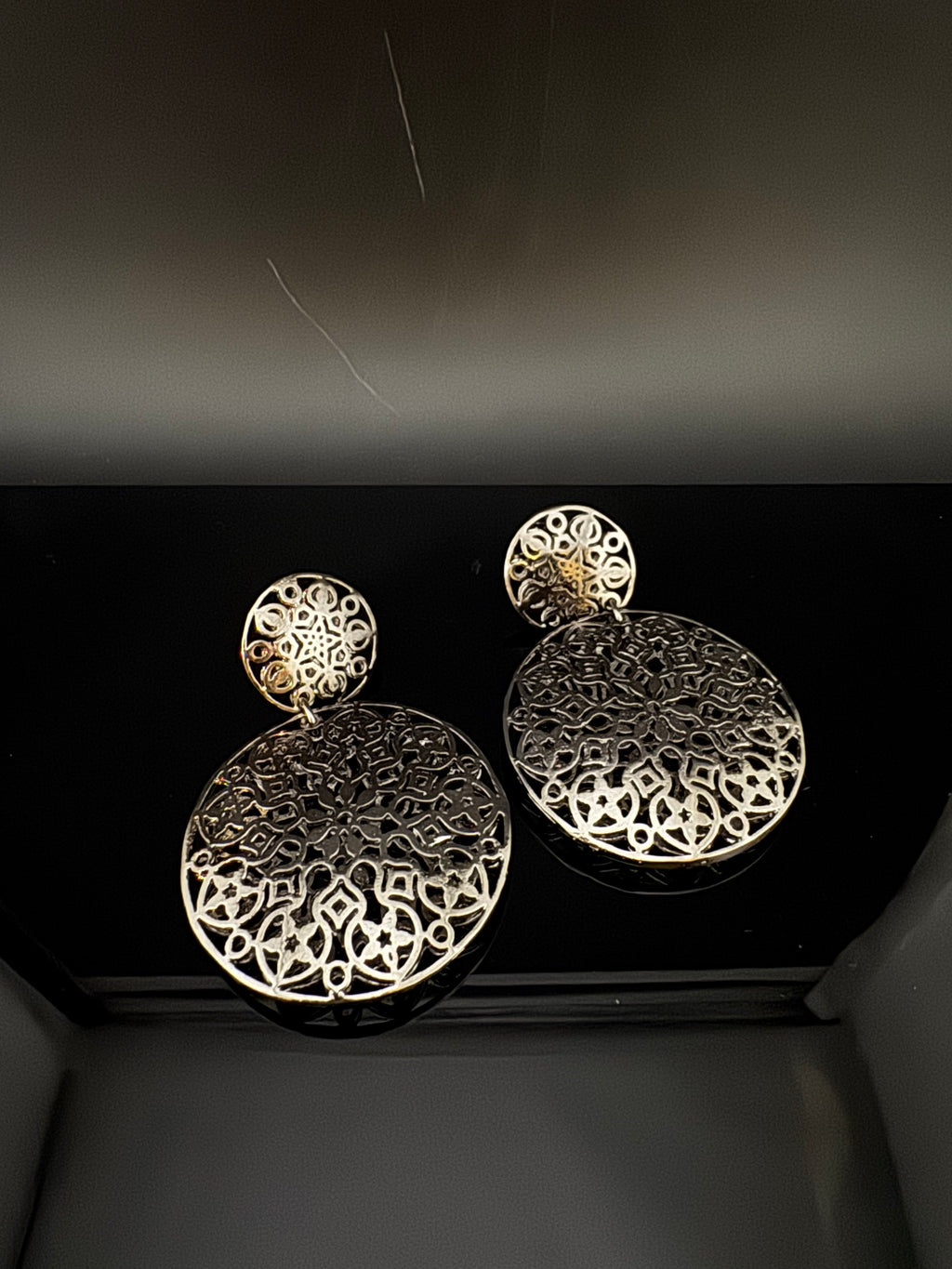 Black Metal, oxidized silver chandbali earring self cut design/Statement Earring/Boho Earrings/Lightweight jewelry