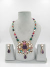 Multicolor Navratan, Kundan, Gold long necklace set, Rani Haar, Indian Bridal Jewelry
