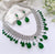 Green Doublet stone, Crystals and CZ Diamond all over Necklace Set, White Gold Plated