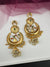 Kashmiri style, brass, stone and pearls chandbali oversized earrings, Indian Jewelry