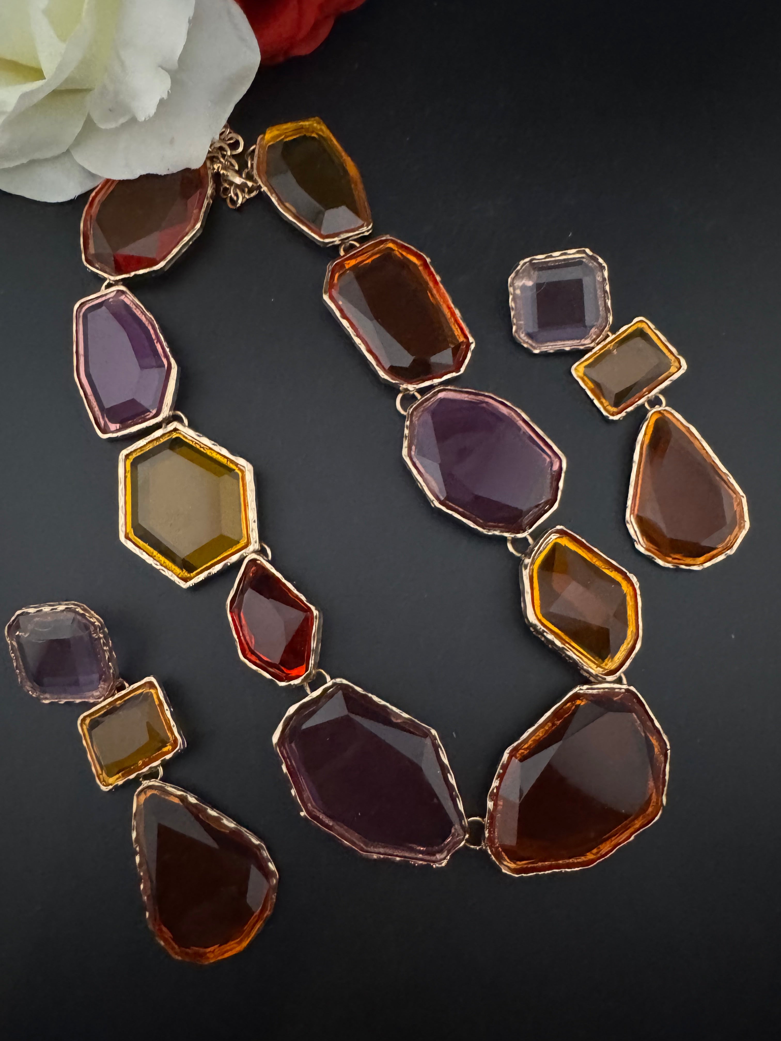 Premium Quality Contemporary NECKLACE ONLY/Clear necklace/Designer inspired/Indian jewelry/Sleek Necklace/everyday wear/handmade