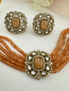 Moissanite Kundan, Hydro beads, CZ, Stones Choker necklace set, Indian Bridal Jewelry, chic set