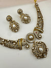 Kundan, CZ, Pearl Gold Plated necklace set, Indian Bridal Jewelry set