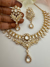 Moissanite Kundan Gold necklace set, Indian Bridal Jewelry set