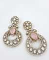 Gold with Doublet stone, kundan, cubic zirconia chandbali Drop Long earrings, Indian Jewelry