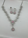 Crystal, Nano Setting CZ Diamond Statement Necklace Set, White Gold Plated Choker, nature inspired