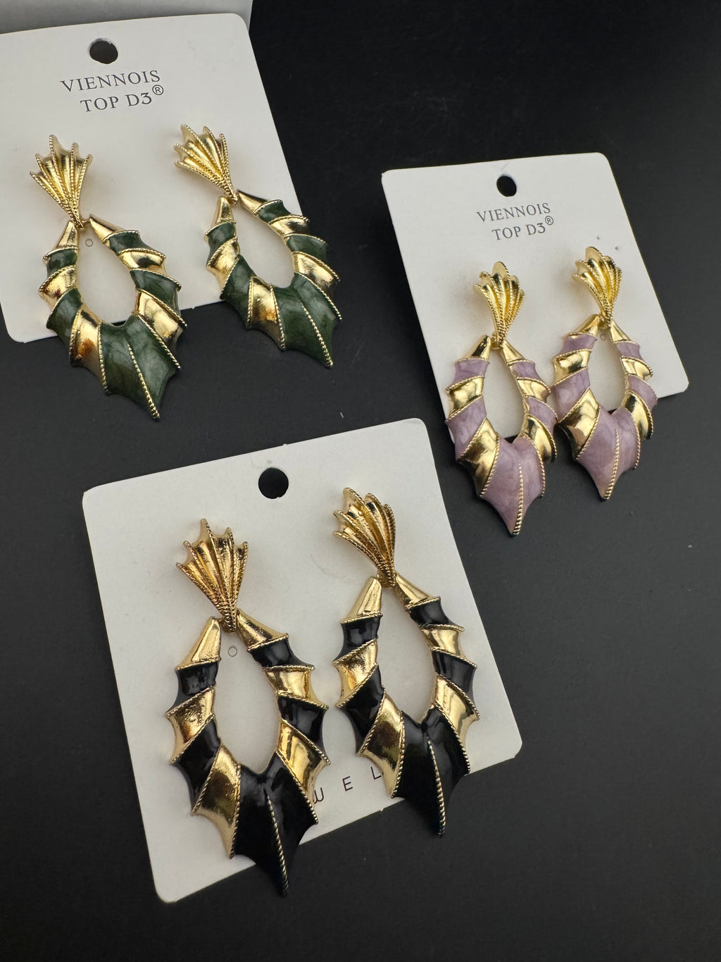 High Quality Premium Enamel and gold Designer Drop Earrings
