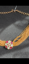 Kundan, Moissanite, multi Gold chain choker necklace set, Indian Bridal Jewelry