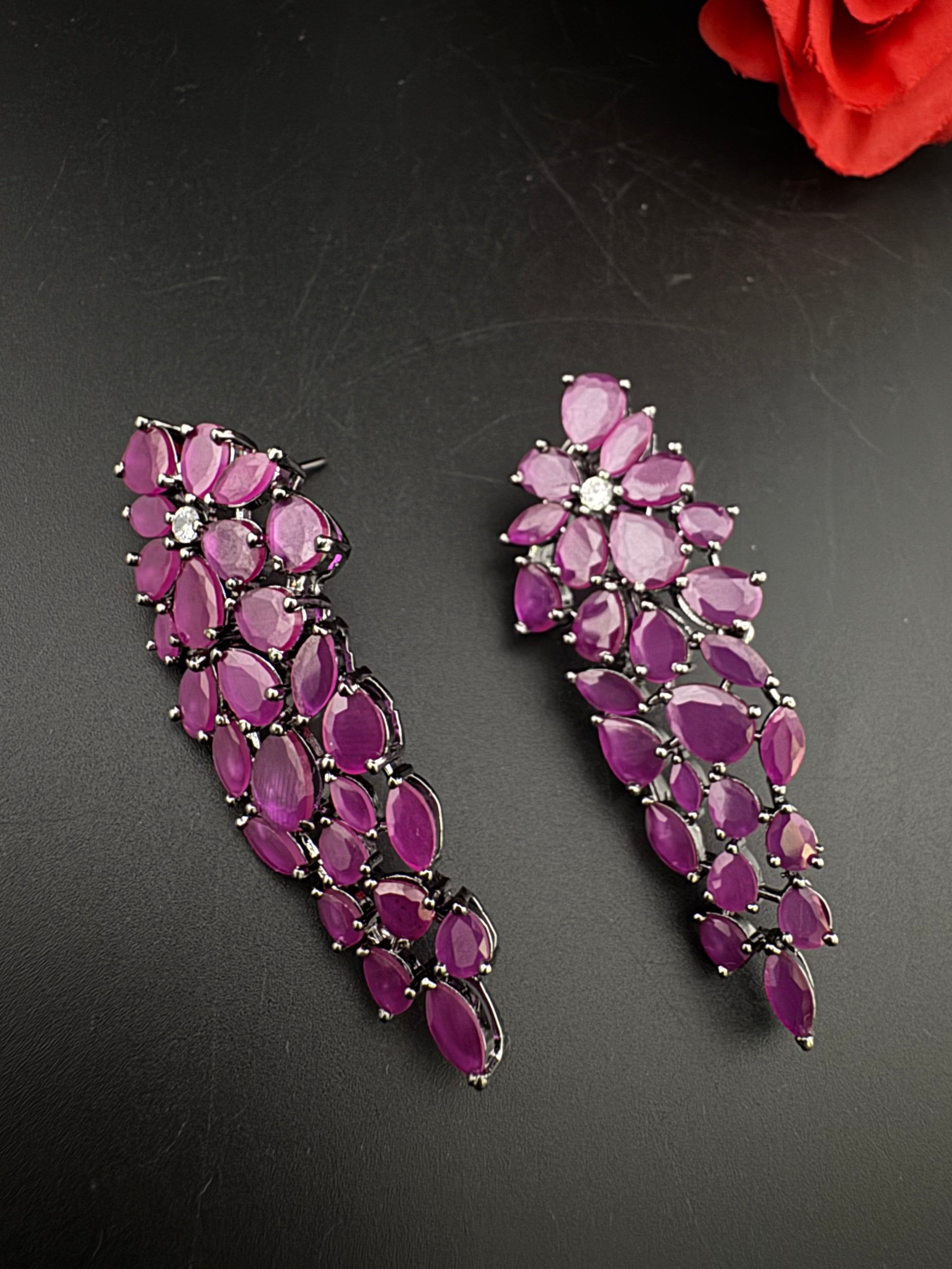 Premium Cubic Zirconia and stones Chandelier Long Victorian earrings is designer Inspired, Statement Long earring, Bridal, Party jewelry