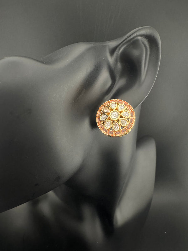 Kundan, Pachi kundan, cubic Zirconia, stones Stud Earrings, Tyaani Inspired Indian Jewelry